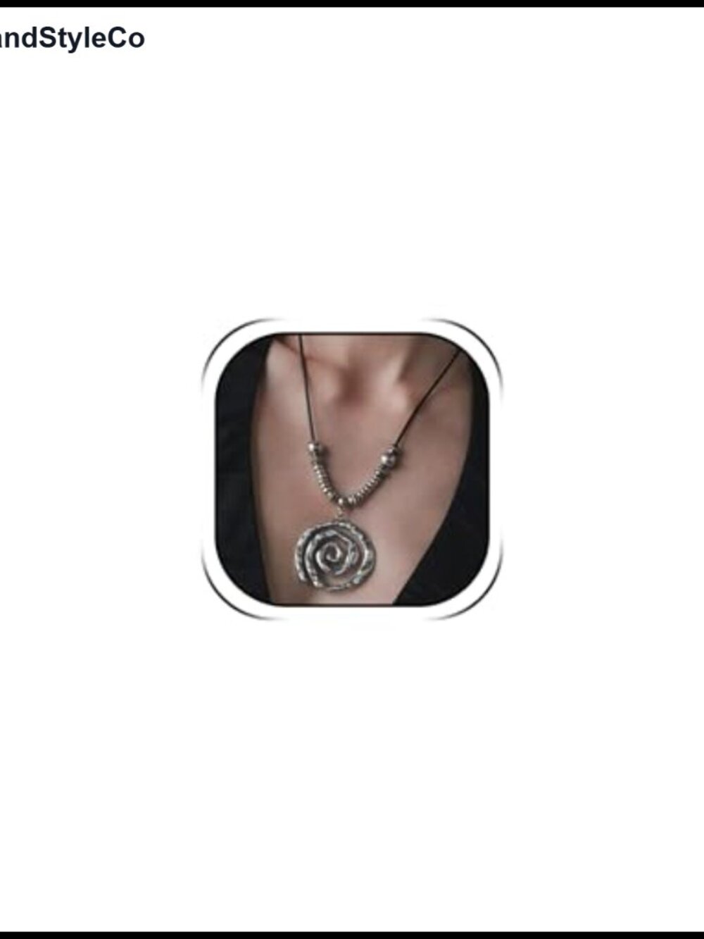 Chunky Boho Spiral Pendant Necklace Long Chain Zinc Statement Jewelry